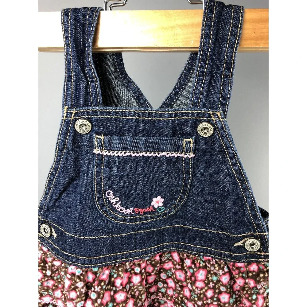 Oshkosh B’gosh Toddler Girl 24 Mo Vestbak Tiered Dress Floral VINTAGE Brown Pink